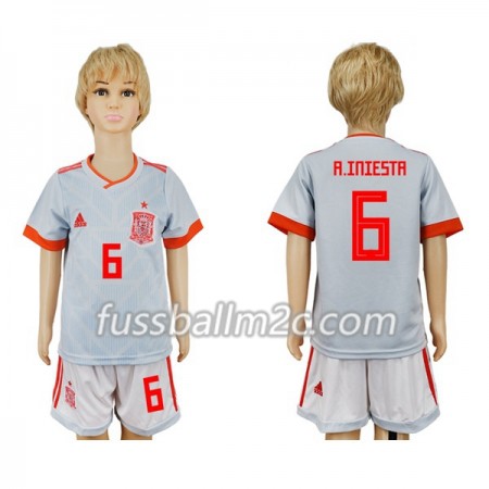 Fußballtrikots Spanien A_Iniesta 6 Kinder Auswärts Trikotsatz WM 2018